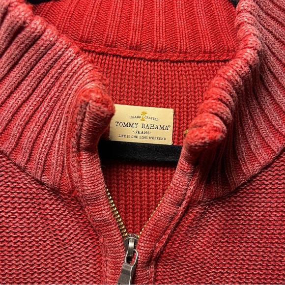 Tommy Bahama Men’s Red Cotton Quarter-Zip Pullover Sweater XL fisherman nautical - Picture 3 of 12